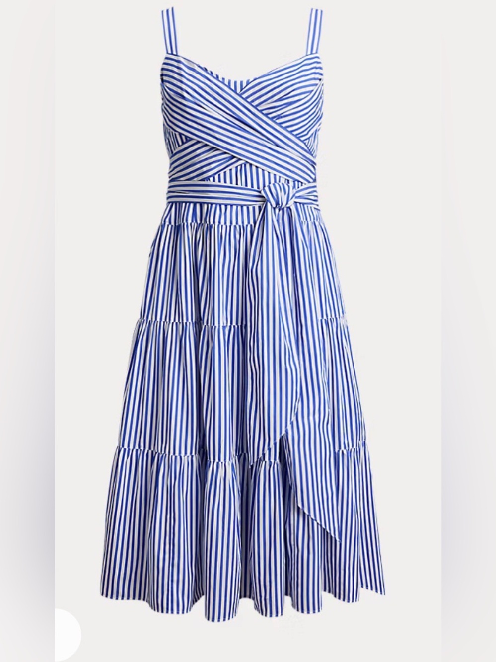 NWT Lauren Ralph Lauren Striped Cotton Broadcloth Tiered Dress. Size 8